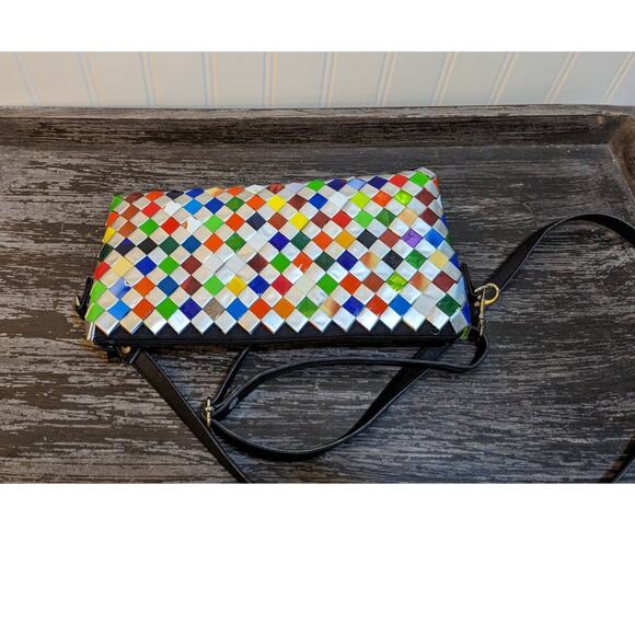 Unique Quirky Recycled Multicolor Candy Wrapper Crossbody Purse - Picture 2 of 3